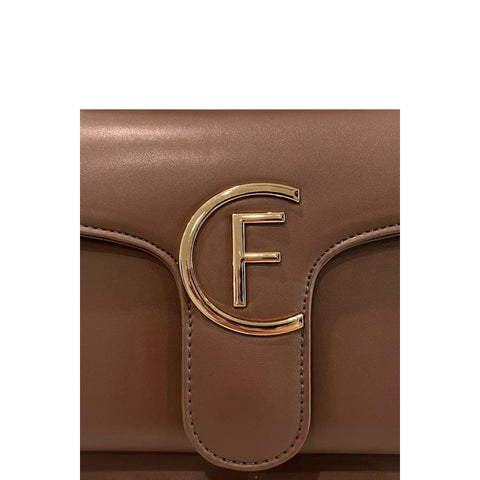 Cristinaeffe CF24FW021 taupe handbag by Jag Couture London New York, showing textured leather and sleek design.