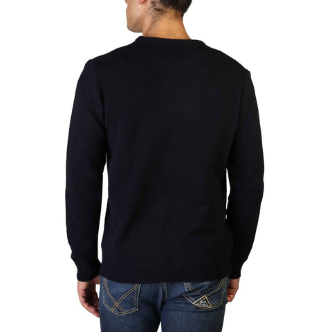 Navy 100% cashmere C-neck sweater by Jag Couture London New York, soft and stylish knit with a classic fit.