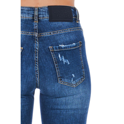 Denim jacket by Frankie Morello FWCS9207JE_B02, featuring classic design and stylish details, displayed on a hanger.