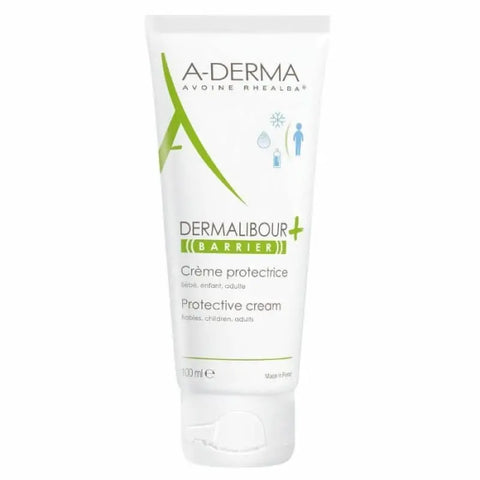 A-Derma Dermalibour Barrier Cream 100ml, a soothing skincare product with a white cream in a tube.