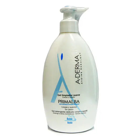 A-Derma gentle cleansing gel for fragile baby skin in a 750ml bottle, suitable for sensitive skin, displayed on a clean surface.
