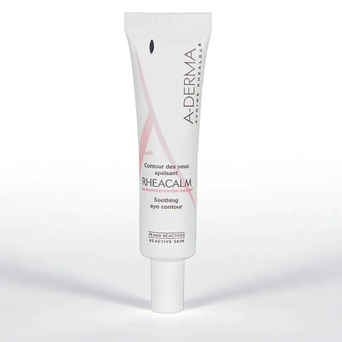 A-Derma Rheacalm Eye Contour cream in a 15ml tube, designed for sensitive skin around the eyes, with a sleek packaging.