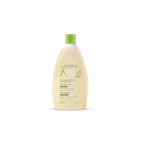 A-derma Overweight Shower Gel in a 500ml bottle with Jag Couture London-New York branding, showing the product label and packaging.