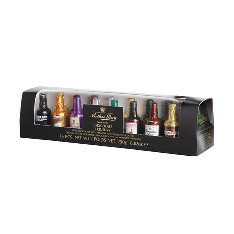 Assorted Anthon Berg 16-piece chocolate liqueurs box by Jag Couture London - New York, featuring elegant, handcrafted chocolates in a decorative box.
