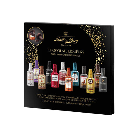 Assorted Anthon Berg 12-piece chocolate liqueurs box featuring rich, handcrafted chocolates from Jag Couture London - New York.