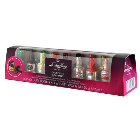 Assorted Anthon Berg 16-piece chocolate cocktail box by Jag Couture London New York, featuring elegant molded chocolates.