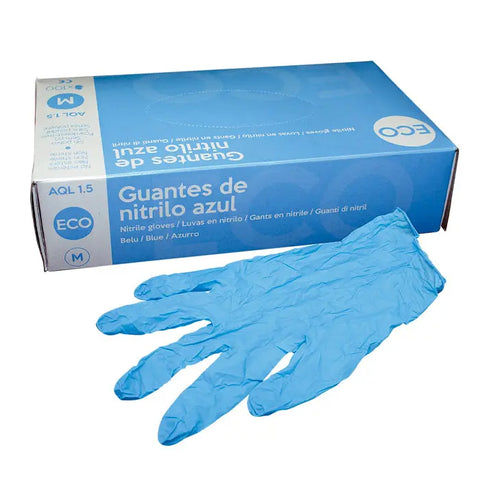 Blue Abena nitrile guard gloves in size large, 150-pack, from Jag Couture London New York, shown in the product image.