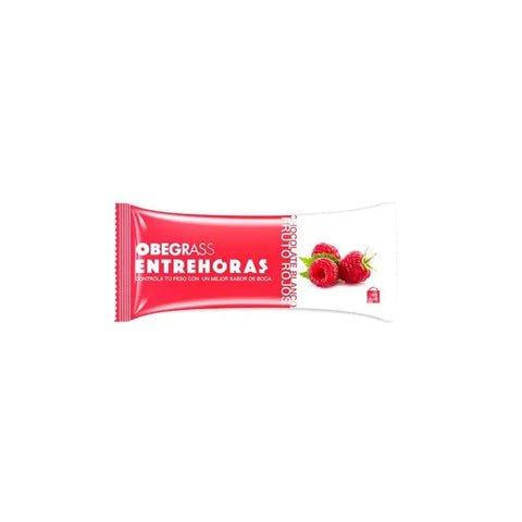 Actafarma Obegrass chocolate blanco y frutos rojos barrita entrehoras, 30g, snack saludable by Jag Couture London New York