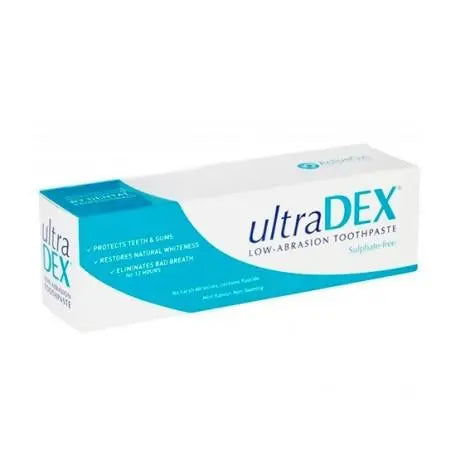 Activeoxi Ultradex low abrasion toothpaste in a 75ml tube, featuring a sleek design from Jag Couture London New York.