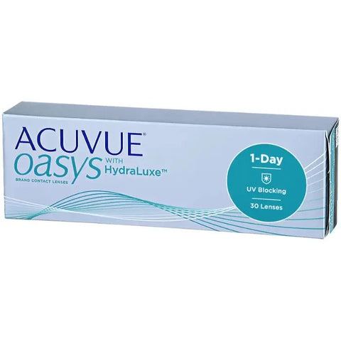Acuvue Oasys Hydraluxe 1-Day Contact Lenses in box, -2.50 BC, 8.5 strength, 30 lenses, by Jag Couture London New York