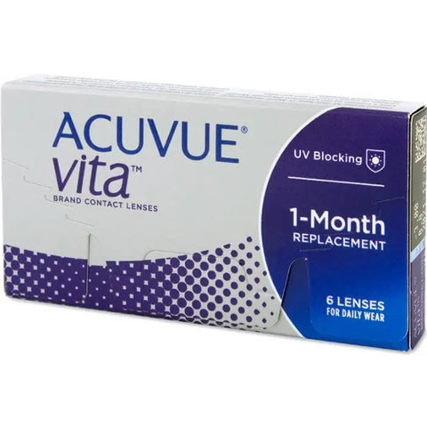 Acuvue Vita contact lenses 1-month replacement pack with -3.00 power, BC 8.4, containing 6 lenses by Jag Couture London New York