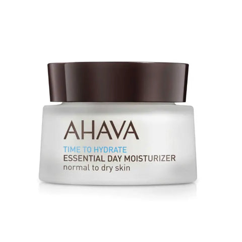 Ahava Time To Hydrate Essential Day Moisturizer for normal to dry skin in a 50ml jar, by Jag Couture London New York.