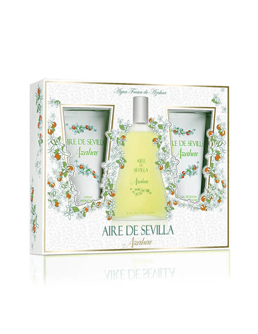 Aromatherapy gel by Aire de Sevilla Est Azahar, featuring a clear container with golden gel, branded by Jag Couture London New York.