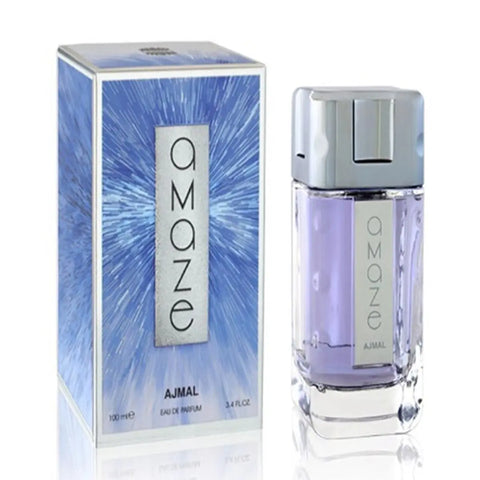 Ajmal Amaze Eau De Parfum 100ml bottle with sleek packaging from Jag Couture London New York.
