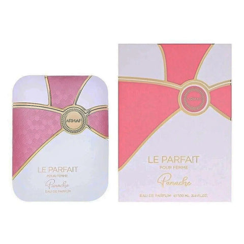 Al Haramain Panache Le Parfait Pour Femme Eau de Parfum 100ml bottle with elegant packaging, showcasing a floral fragrance.