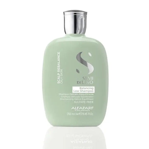 Alfaparf Milano Semi Di Lino Scalp Rebalance low shampoo bottle, 250ml, for balanced scalp and healthy hair.