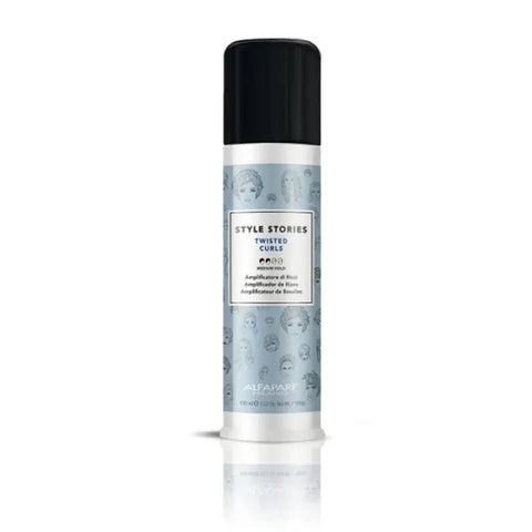 Alfaparf Milano Style Stories Twisted Curls 100ml hair styling cream with textured curls, shown in a sleek tube.