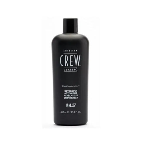 American Crew Classic Developer 450ml bottle, a professional hair color developer, styled with a sleek label and clear cap.
