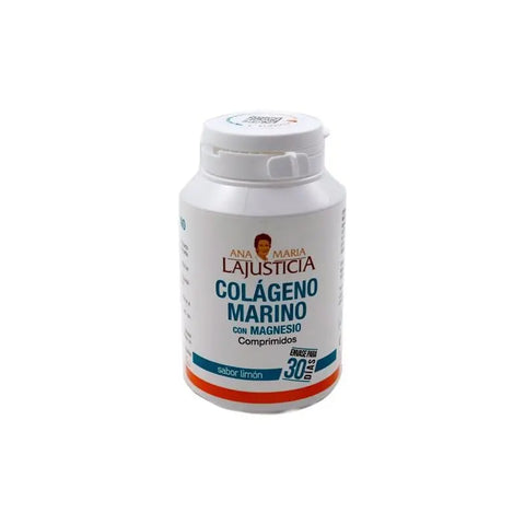 Ana María Lajusticia Marine Collagen and Magnesium supplement in lemon flavor, 180 capsules, by Jag Couture London New York.