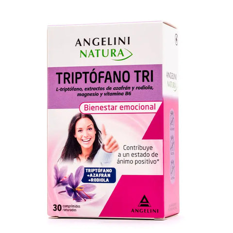 Angelini Natura Tryptophan Tri 30 tablets supplement, shown in blister pack, from Jag Couture London New York.