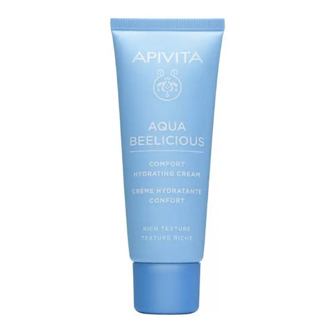 Apivita Aqua Beelicious Comfort Hydrating Cream with rich texture in 40ml jar, designed for deep moisture and skin comfort.