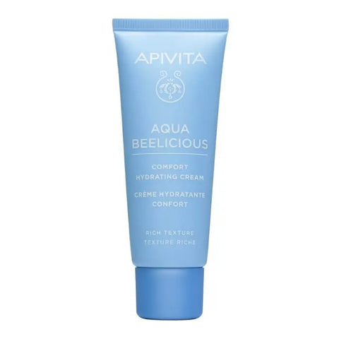 Apivita Aqua Beelicious Comfort Hydrating Cream with rich texture in 40ml jar, suitable for nourishing and moisturizing skin