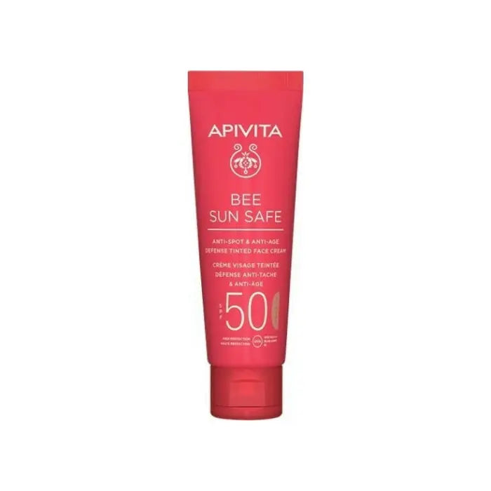 Apivita Bee Sun Anti-Spot &amp; Anti-Age Defense Tinted Face Cream SPF50 50ml Jag Couture London - New York