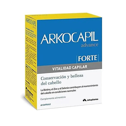 Arkocapil Advance 60 capsules by Jag Couture London New York, showing the supplement bottle with label and capsules inside
