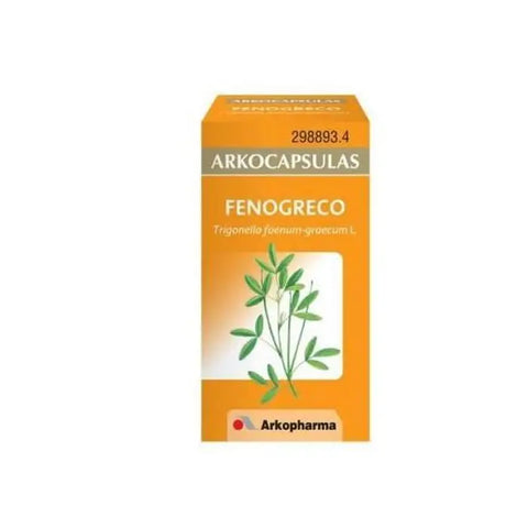 Arkocapsulas Fenugreek capsules by Jag Couture London and New York, showing 48 herbal supplement capsules in a blister pack.
