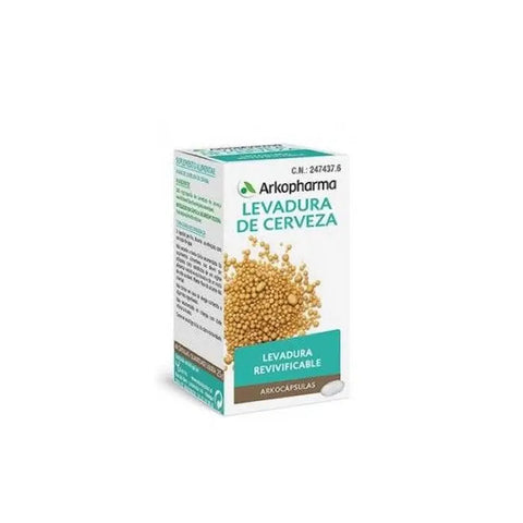 Arkocapsulas Yeast capsules by Jag Couture London in a clear plastic bottle, showing 48 dietary supplement capsules.