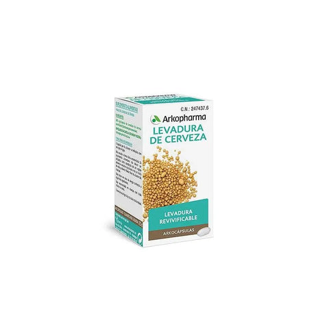 Arkopharma Arkocapsulas Brewer's Yeast 45 capsules in a clear plastic bottle with label, displayed on a white background.