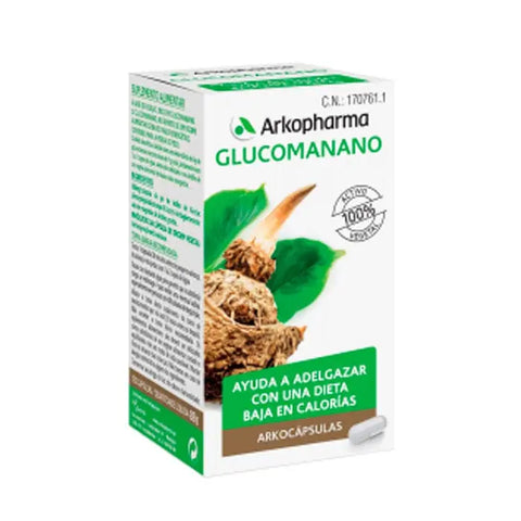 Arkopharma Arkocápsulas Glucomannan (Konjac) 50 capsules by Jag Couture London New York, showing the bottle with capsules inside.