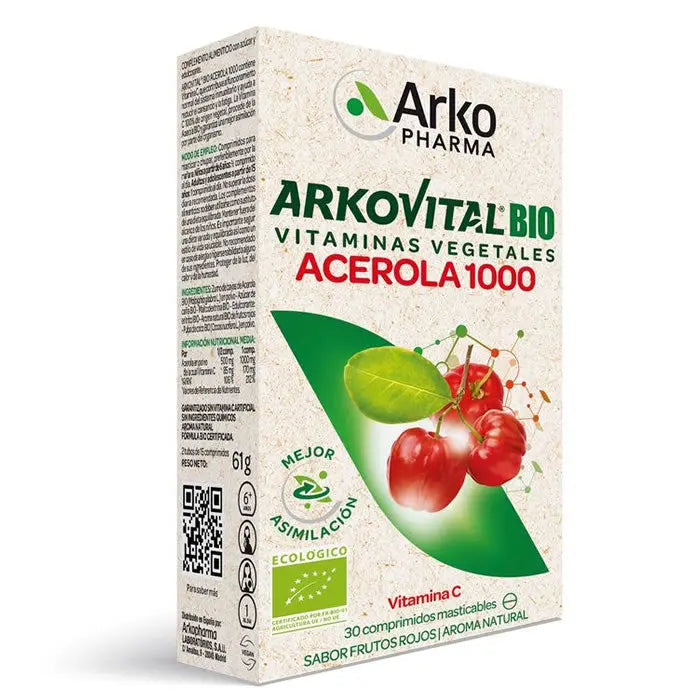 Arkopharma Arkovital Acerola 1000 Vitamin C 30 Tablets Jag Couture London - New York