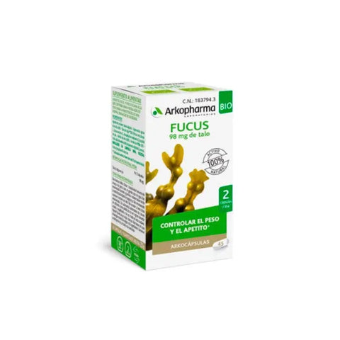 Arkopharma Fucus 45 capsules in a bottle, dietary supplement by Jag Couture London New York for weight management.