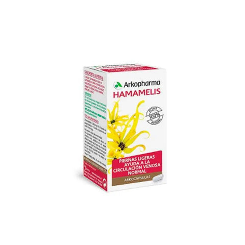 Arkopharma Hamamelis 45 capsules in a container, natural herbal supplement for skin and vein health.