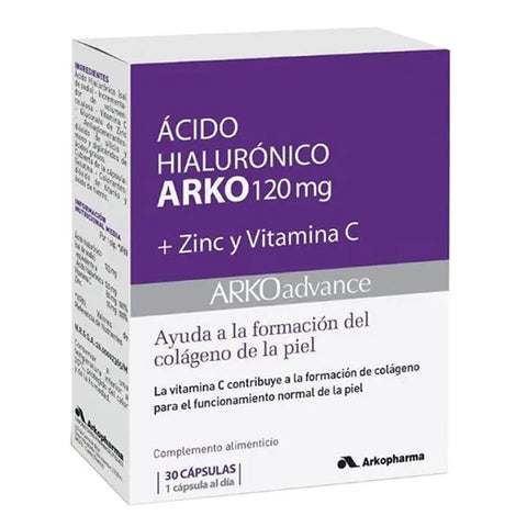 Arkopharma Hyaluronic Acid 30 capsules in a blister pack, displayed with branding from Jag Couture London New York.