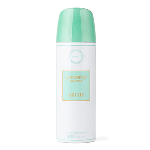 Armaf Azure Le Parfait Pour Femme perfume bodyspray in a 200ml spray bottle, displayed with elegant packaging and branding.
