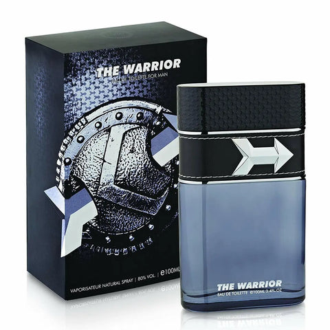 Armaf The Warrior Eau De Toilette for men in a 100ml spray bottle, featuring sleek packaging with bold design elements.