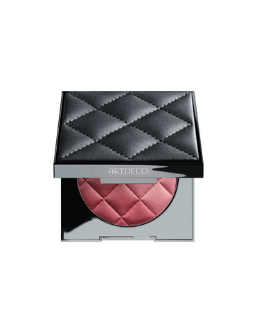 Artdeco Couture O24 blush by Jag Couture London-New York showing a compact with soft pink powder blush and gold accents.