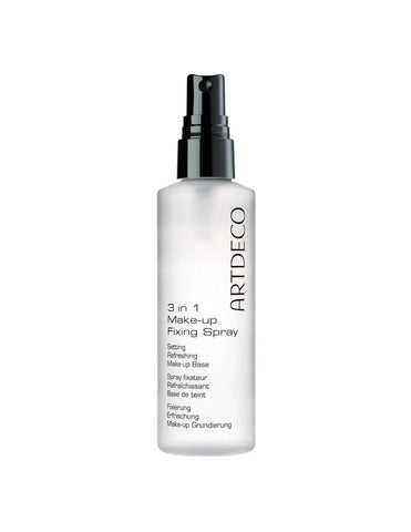 Artdeco Makeup Fixing 3-in-1 Spray by Jag Couture London New York, with a sleek spray bottle and label visible.
