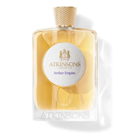 Atkinsons Amber Empire Eau De Toilette spray 100ml, featuring a sleek bottle with amber-colored liquid and elegant design.