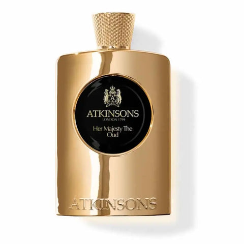 Atkinsons Her Majesty The Oud Eau De Parfum spray 100ml with elegant bottle, showcasing luxurious fragrance and classic design.