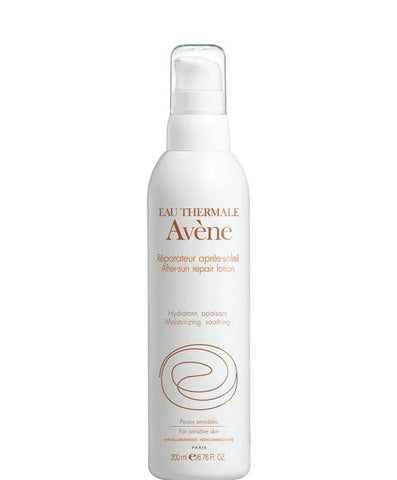 Avene Emulsión Post Solar by Jag Couture London - New York, soothing post-sun skin care lotion in a white bottle
