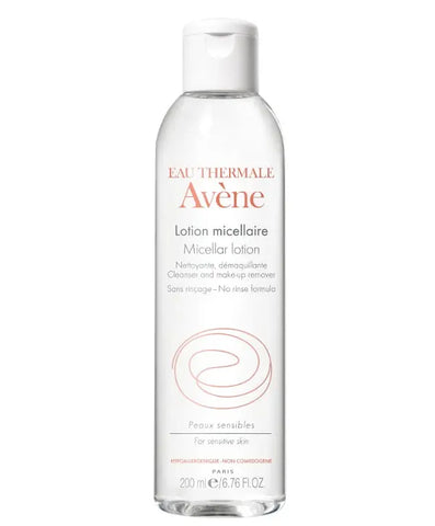 Avène Micellar Lotion cleanser and makeup remover bottle, 200ml, smooth skincare product for gentle cleansing and makeup removal