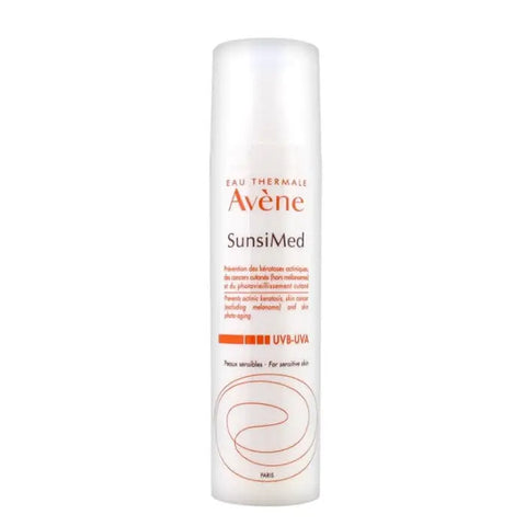 Avene Sunsimed sun care lotion in 80ml tube, designed for sun protection, with branding from Jag Couture London New York.