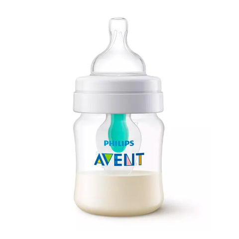 Avent Airfree anti-colic baby bottle 125ml from Jag Couture London New York, clear plastic bottle with measurement markings.