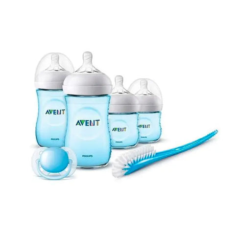 Avent newborn gift set in blue with six pieces including bottles and accessories, by Jag Couture London New York.