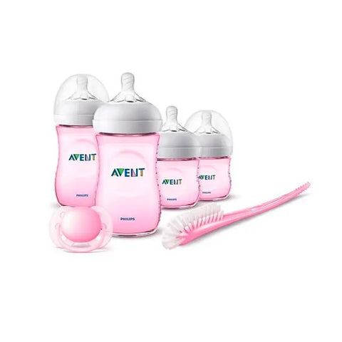 Pink Avent Newborn Gift Set with six pieces by Jag Couture London New York, featuring baby essentials for newborns.