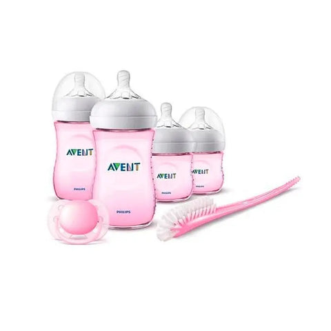 Pink Avent Newborn Gift Set by Jag Couture London with 6 pieces, including baby essentials for newborns.