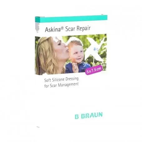 B.braun Askina Scar Repair dressings, 5 x 7.5 cm, set of 5, designed for scar healing and skin care.
